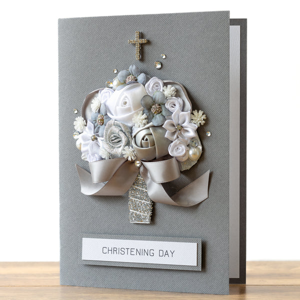 A5 Boxed Handmade Christening Card 'Christening Bouquet'