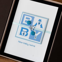 Luxury Boxed New Baby Card  'Wow! It's Twin Boys'