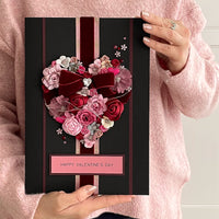 A4 Boxed Handmade Valentines Card ‘Heart of Roses’