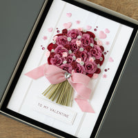 A4 Handmade Boxed Valentine Card 'Pink Charm Bouquet’
