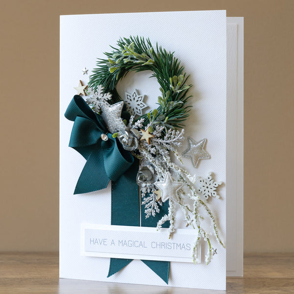 A5 Boxed Handmade Christmas Card 'Festive Wreath'