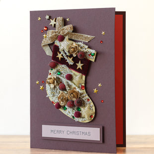 A5 Luxury Boxed Christmas Card 'Santa's Stocking'