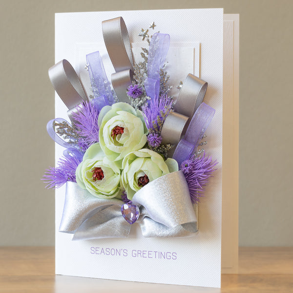 A5 Boxed Handmade Christmas Card 'Festive Flowers for You'