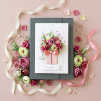 A4 Luxury Boxed Handmade Card 'Rosy Elegance'