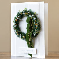 A4 Boxed Handmade Christmas Card ‘Classic Pine Wreath’