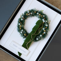 A4 Boxed Handmade Christmas Card ‘Classic Pine Wreath’