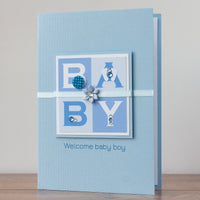 Luxury Boxed New Baby Card  'Welcome Baby Boy'