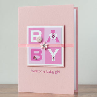 Luxury Boxed New Baby Card  'Welcome Baby Girl'