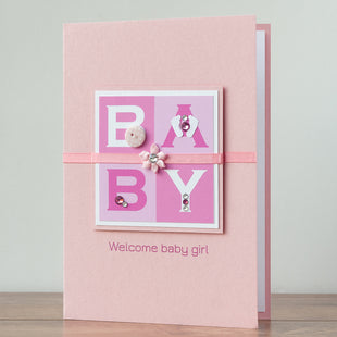 Luxury Boxed New Baby Card  'Welcome Baby Girl'
