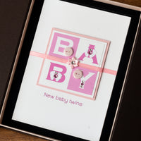 Luxury Boxed New Baby Card  'Wow! It's Twin Girls'