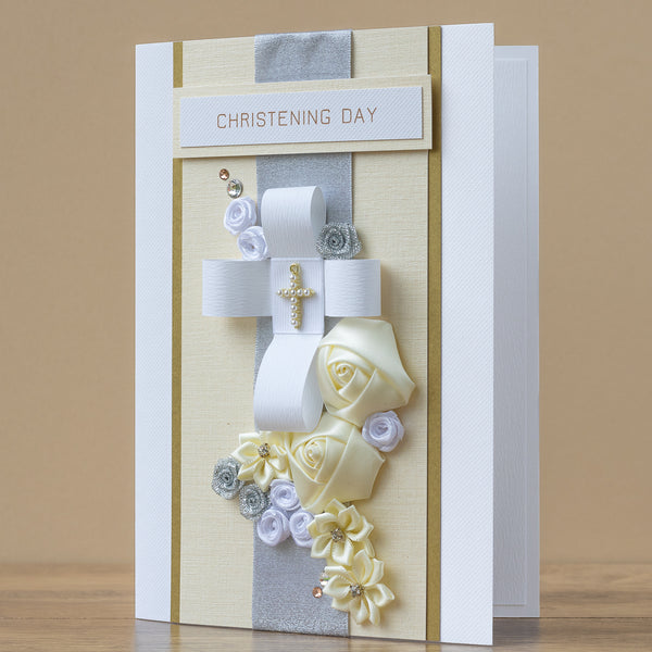 Luxury Boxed Christening Card 'Pearl Cross'