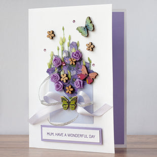 Luxury Boxed Handmade Card  'Flowers and Butterflies'
