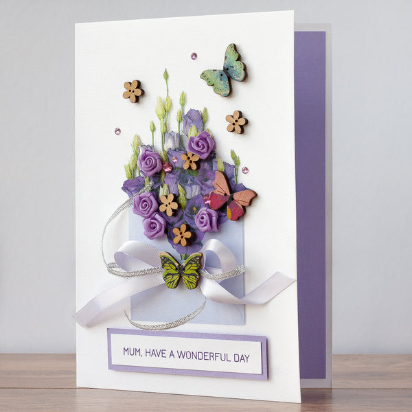 Luxury Handmade Mother's Day Card 'Flowers and Butterflies'