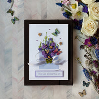 Luxury Boxed Handmade Card  'Flowers and Butterflies'