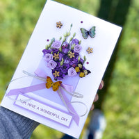 Luxury Boxed Handmade Card  'Flowers and Butterflies'