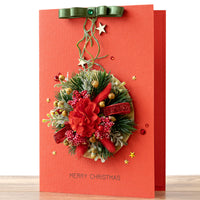 A5 Boxed Handmade Christmas Card 'Red and Green Festive Bauble'