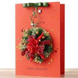 A5 Boxed Handmade Christmas Card 'Red and Green Festive Bauble'