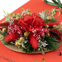 A5 Boxed Handmade Christmas Card 'Red and Green Festive Bauble'