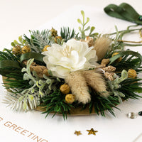 A5 Boxed Handmade Christmas Card 'Ivory and Green Festive Bauble'