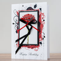 Luxury Boxed Birthday Card 'Red Rose'