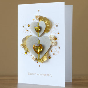 Luxury Boxed Anniversary Card 'Golden Wishes'