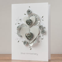 Luxury Boxed Anniversary Card 'Silver Wishes'