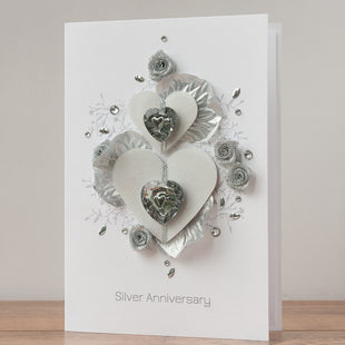 Luxury Boxed Anniversary Card 'Silver Wishes'