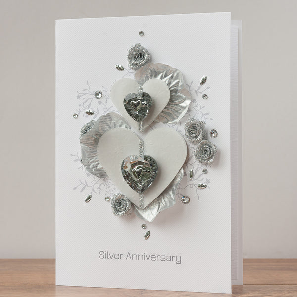 Luxury Boxed Anniversary Card 'Silver Wishes'