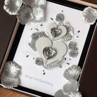 Luxury Boxed Anniversary Card 'Silver Wishes'