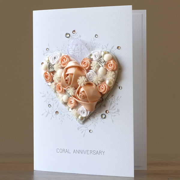 A5 Boxed Handmade 35th Anniversary Card 'Coral Anniversary'