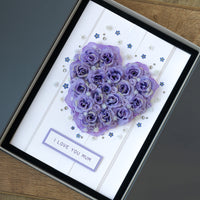 A4 Boxed Handmade Mother’s Day Card ‘Lilac Heart’ in the gift box