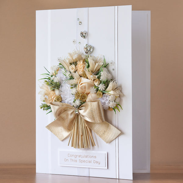 A4 Luxury Boxed Handmade Wedding Card ‘Wedding Bouquet’