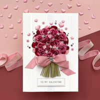 A4 Handmade Boxed Valentine Card 'Pink Charm Bouquet’