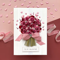 A4 Handmade Boxed Valentine Card 'Pink Charm Bouquet'